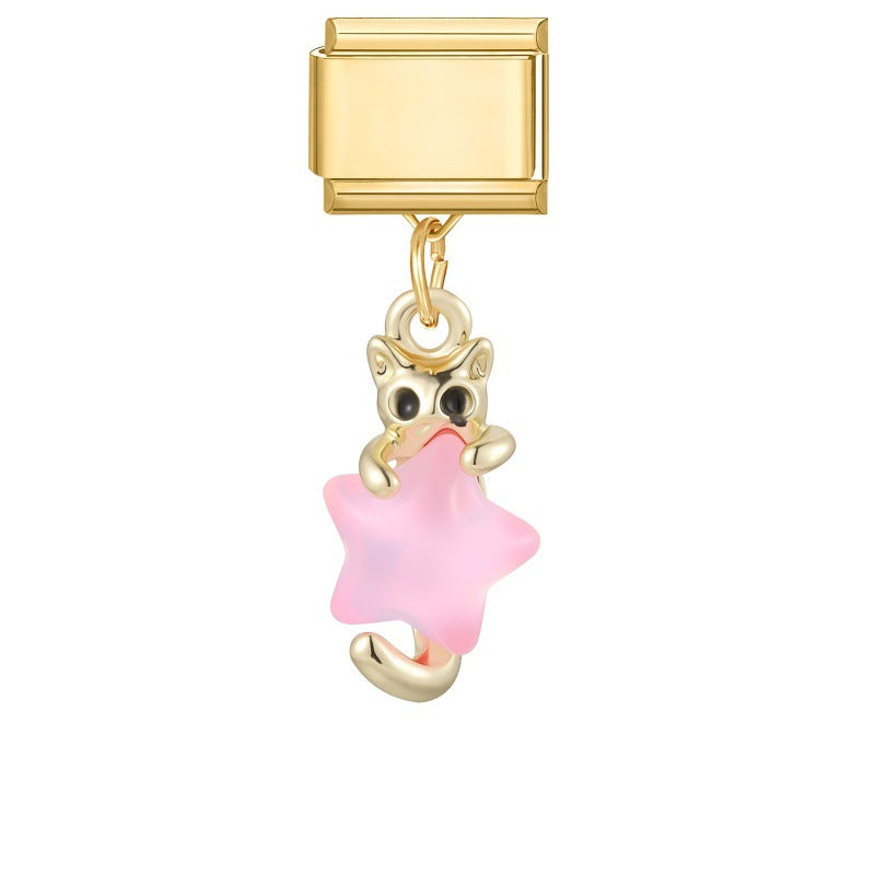Wholesale Gold Bow Dog Pendant DIY Bracelet - Chic Fashion Accessory Gift