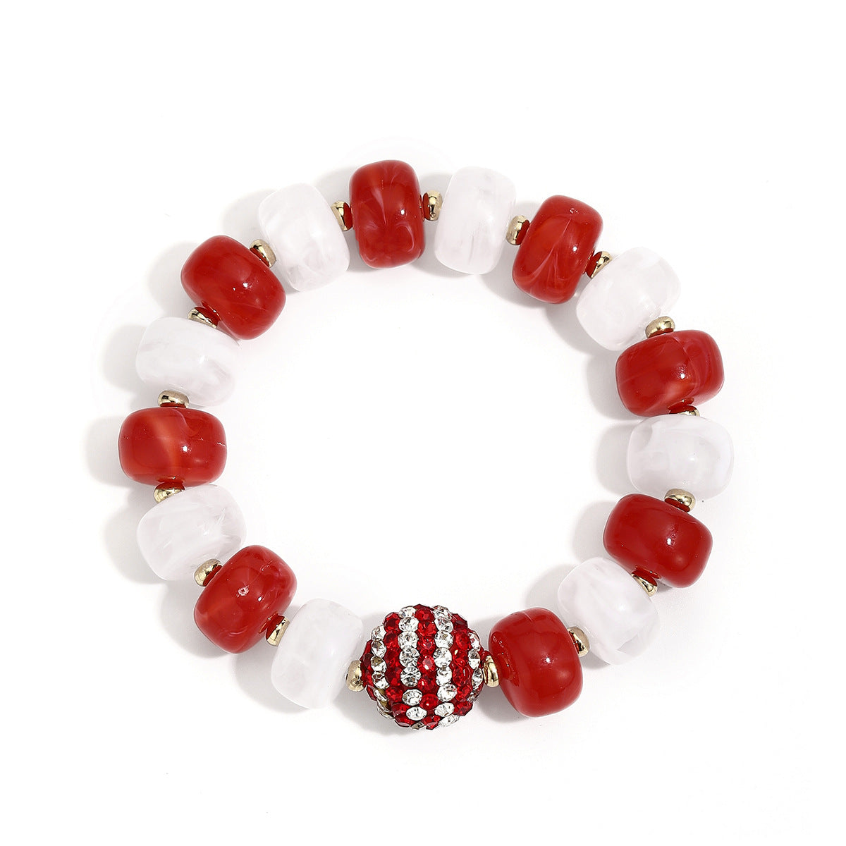 Wholesale Bohemian Acrylic Round Bead Rhinestone Stretch Bracelet Colorful Adjustable Beach Party Gift