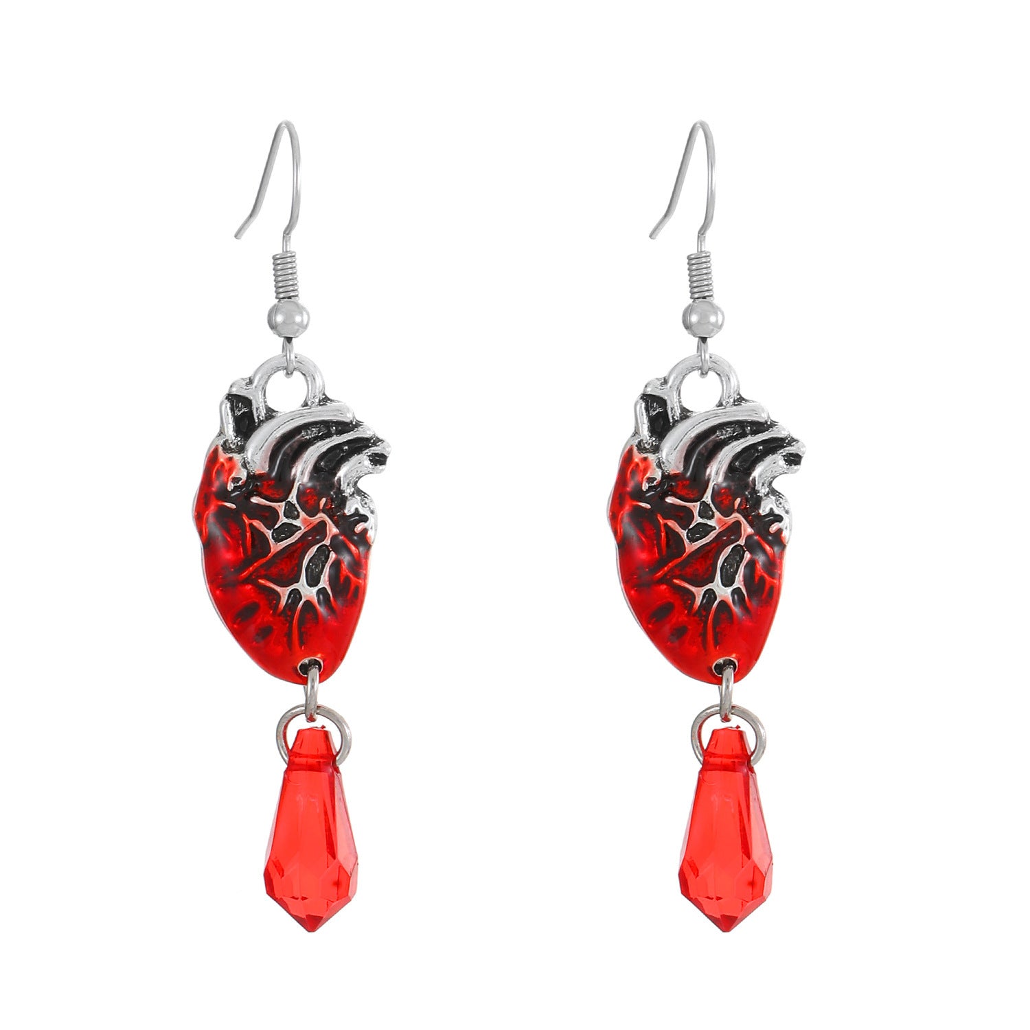 Wholesale Gothic Skull Heart Earrings - Ancient Silver Tone Jewelry Accessory for Party Boutique Resale