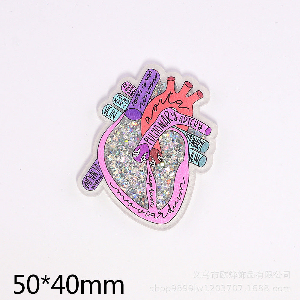 Wholesale 10pcs DIY Flatback cartoon organ  Acrylic Flatback Badge Reels Retractable Keychain DIY Accessories