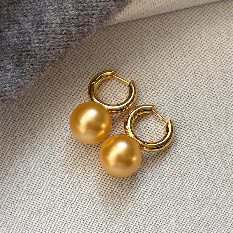 Wholesale Champagne Gray Glass Pearl Earrings