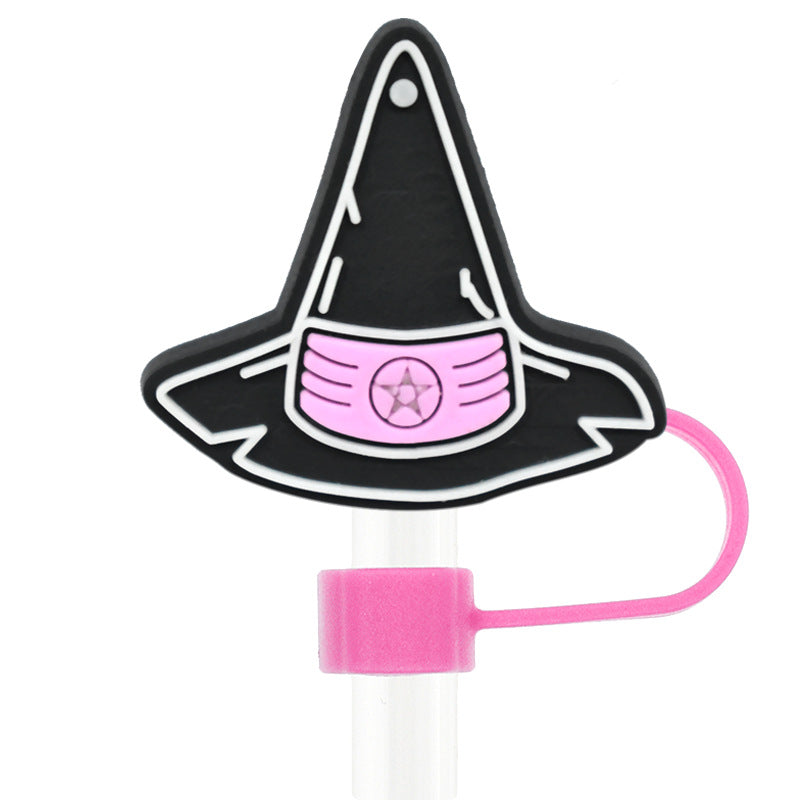 Wholesale Random 100pcs Halloween 10mm PVC Soft Straw Tube Cap ACC-SCR-RYY101