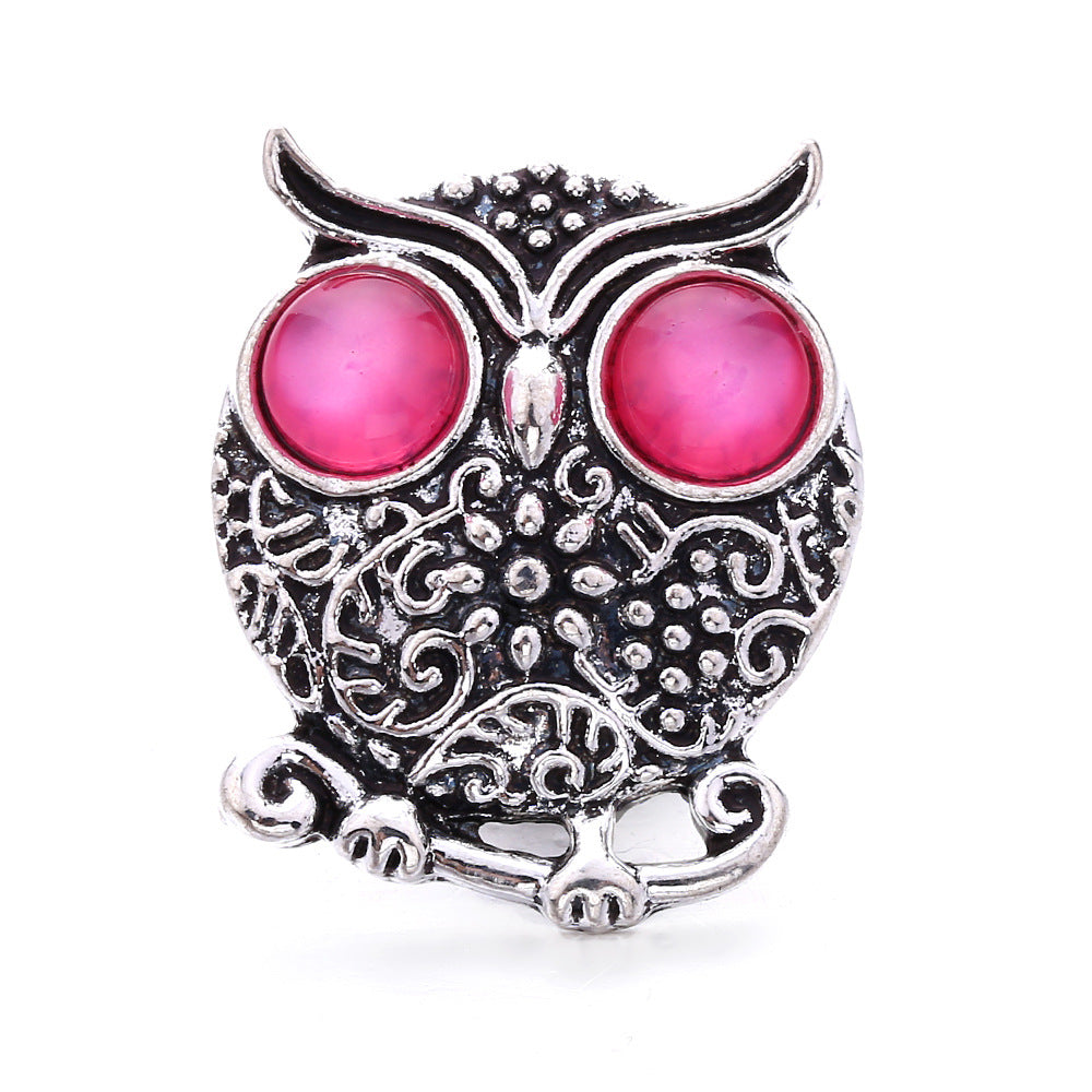 Wholesale Noosa Button Owl Button Bracelet Pendant 18mm Snap Charms Accessories