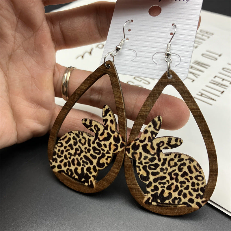Wholesale Halloween Earrings Double Sided Fungus Earrings Wood Earrings ACC-ES-FX032