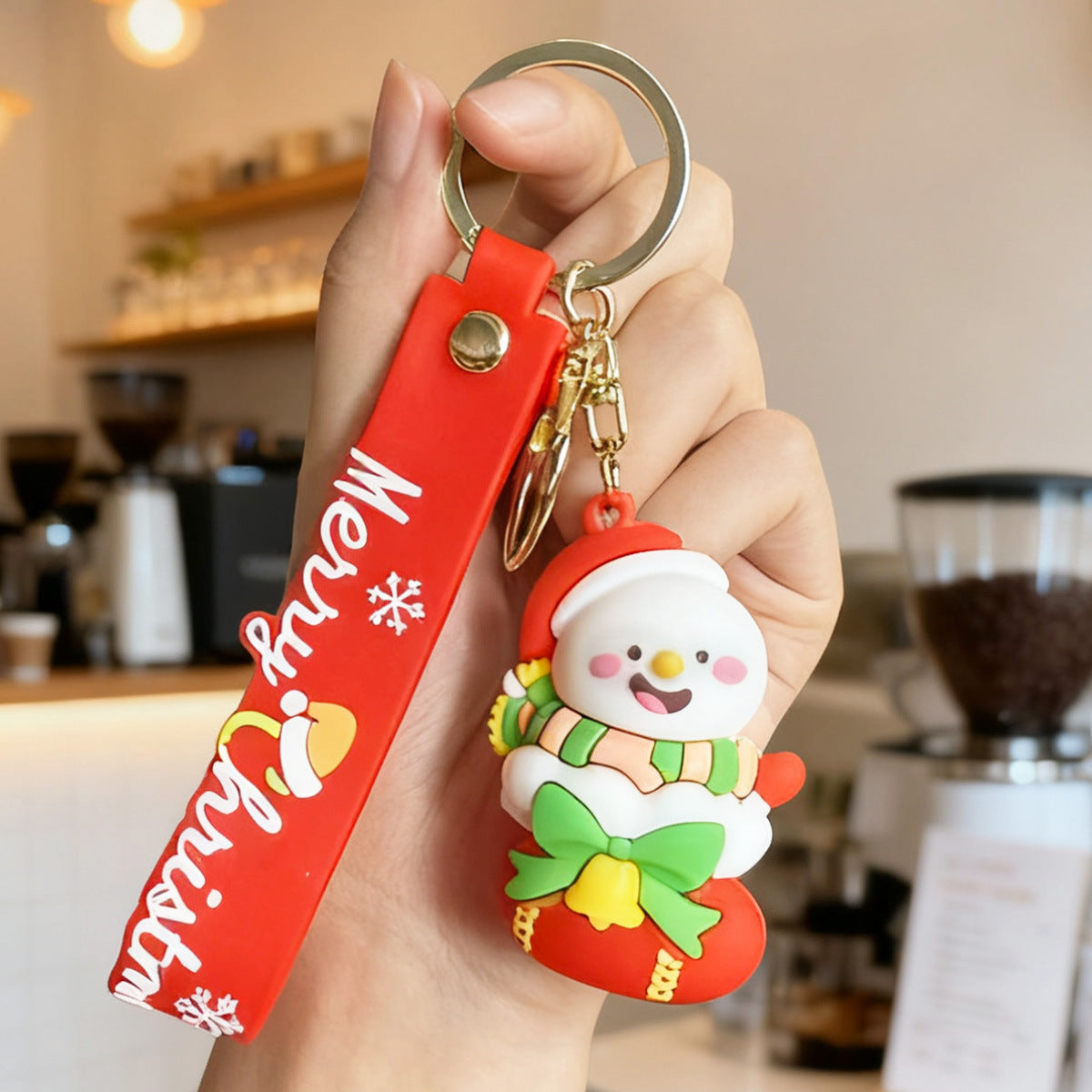 Wholesale Christmas cartoon keychain  snowman doll cute red pendant