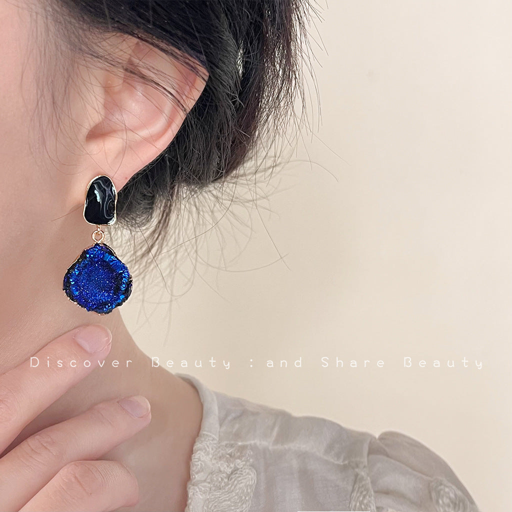 Wholesale Blue oil-drop retro earrings