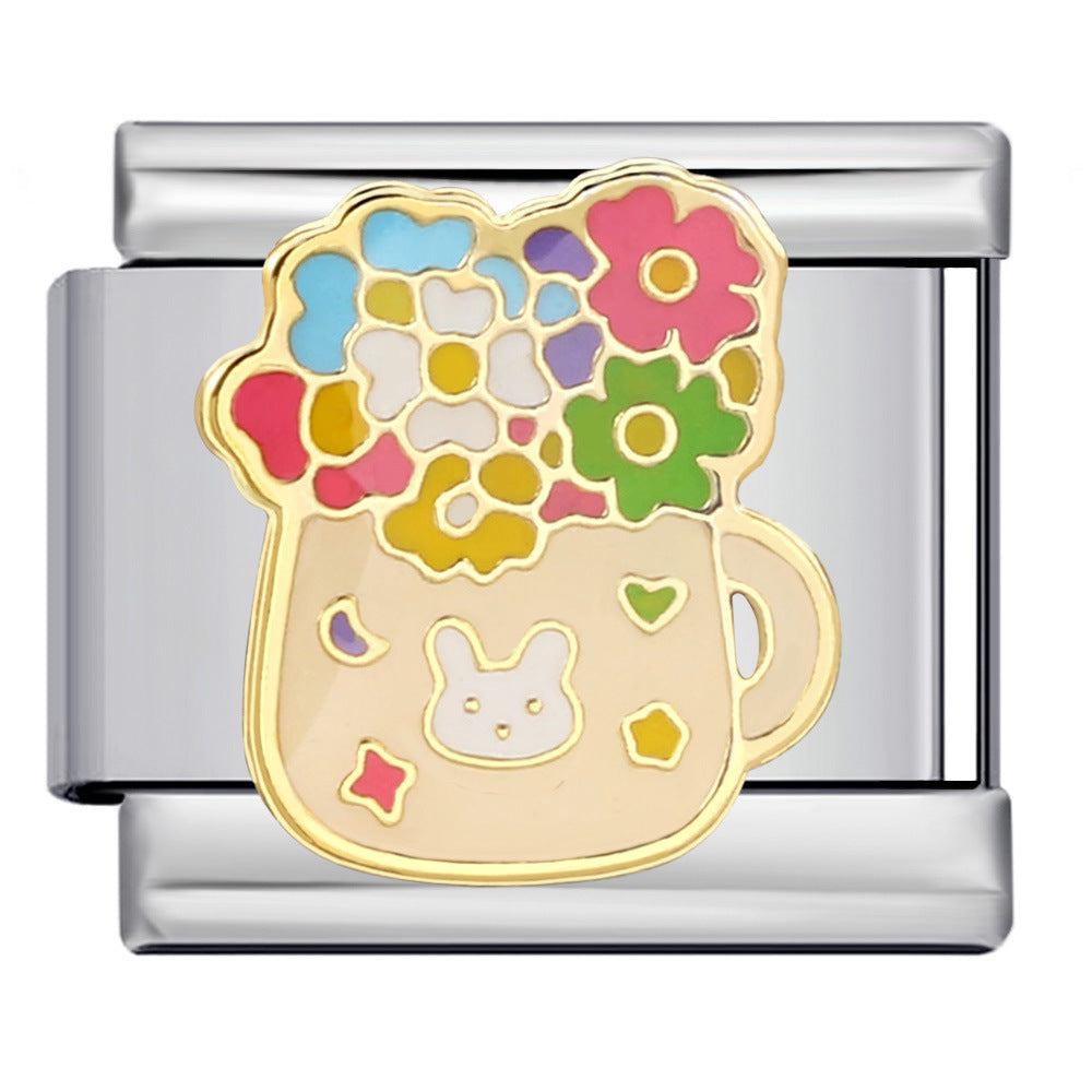 Wholesale Italian Charm Bracelet 9mm DIY Splicing Removable Flowers Stainless Steel Composable Bracelet