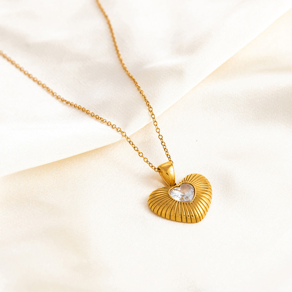 Wholesale Vintage Diamond Heart Shape Freshwater Pearl Stainless Steel Choker Necklaces ACC-NE-YuHui012