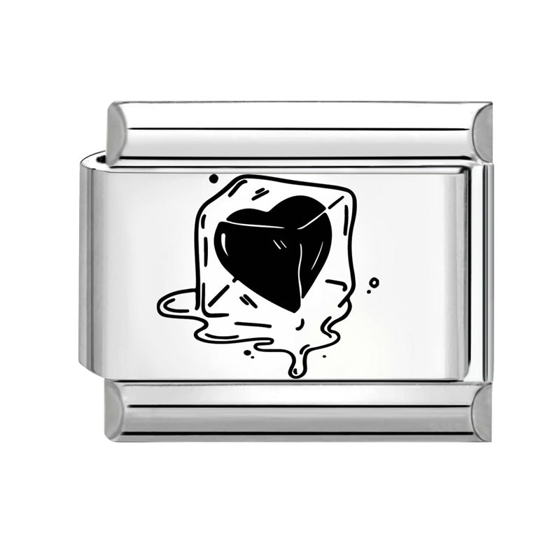 Wholesale 9mm Italian Charm Starter Bracelets DIY Black and White Heart Stainless Steel Composable Bracelet