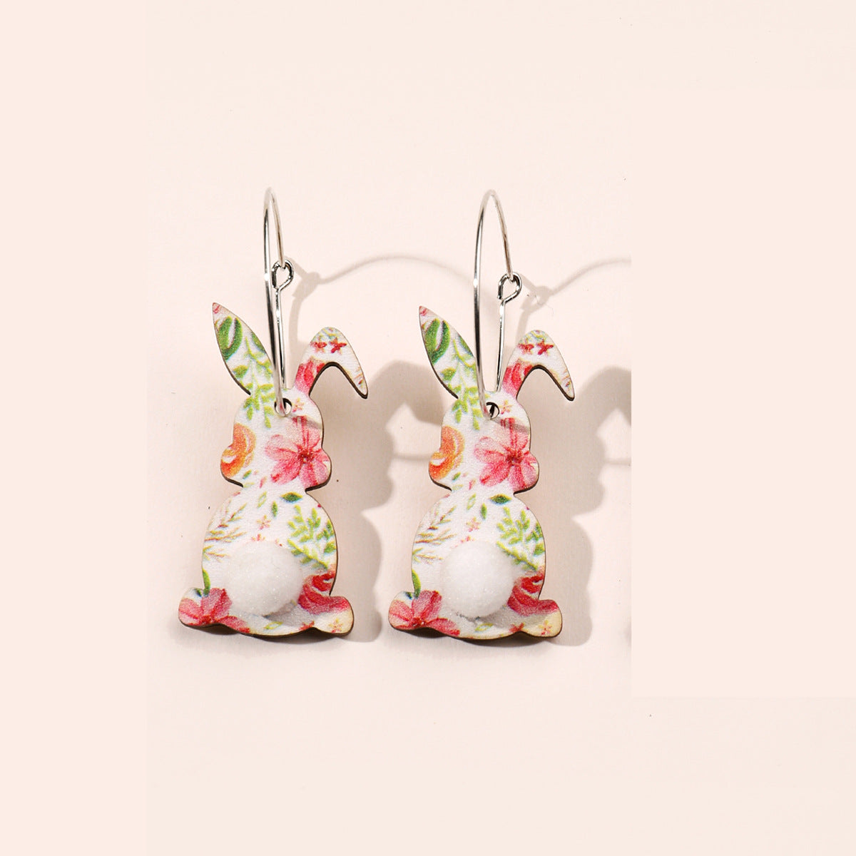Wholesale Cute Easter Wood Earrings with Colorful Floral and Leopard Prints