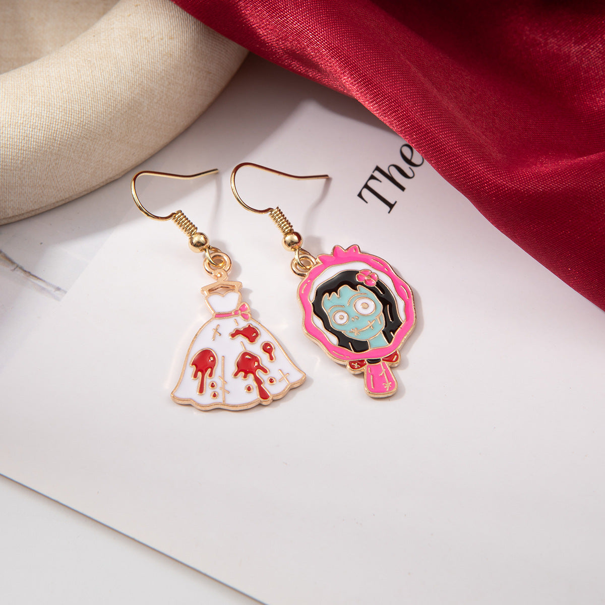 Wholesale  pink ghost skull cartoon earrings