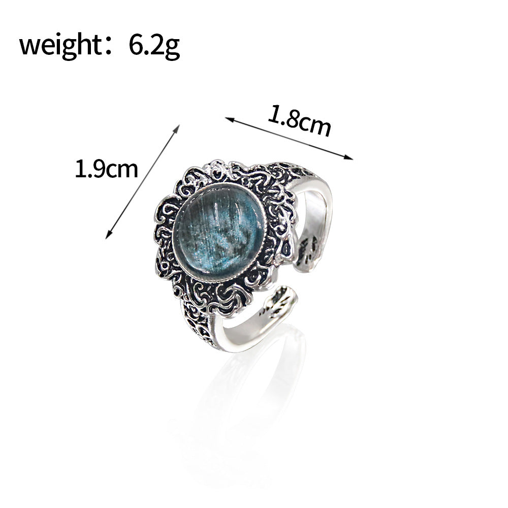 Wholesale Dark Moon Ring Retro Open Style Metal Electroplated Fashion Jewelry Accessory Gift