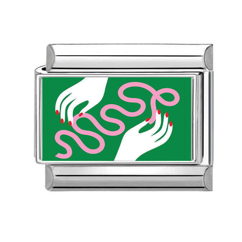 Wholesale 9mm Italian Charm Starter Bracelets DIY square Single Section Creative Stainless Steel Composable Bracelet