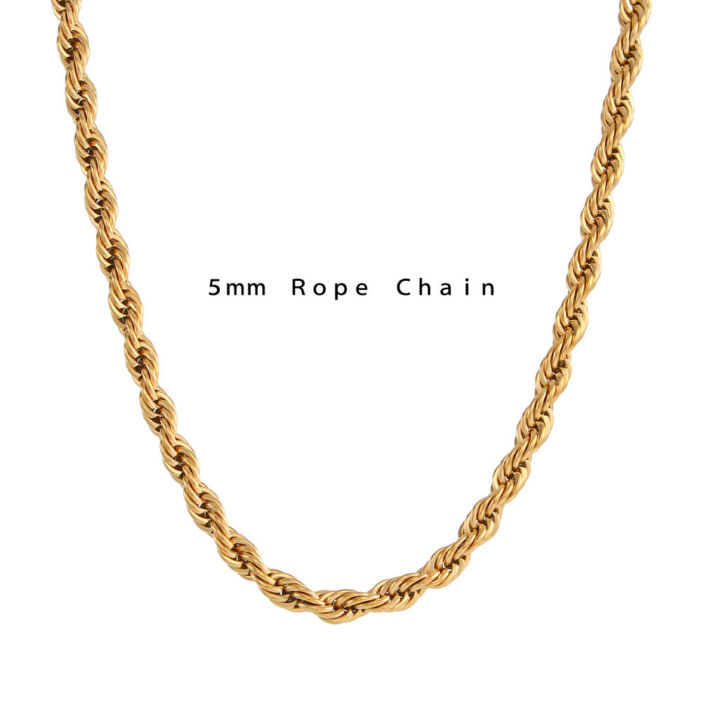 Wholesale Stainless Steel Necklace Plated 18K Twist Chain Necklaces Gold Chain ACC-NE-MengJ008