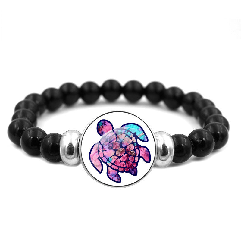Wholesale Rendering Color Turtle Bracelet Black Elastic Beaded Resin Bracelet ACC-BT-JiaYun001