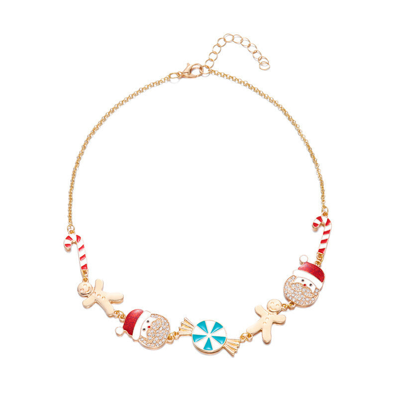 Wholesale Christmas Gingerbread Man Cane  Bracelet Necklace Set