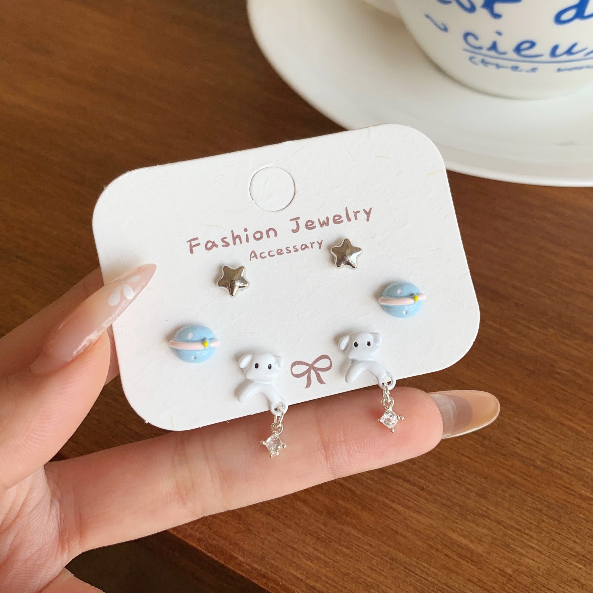 Wholesale Childlike and Cute Puppy Earrings with Tassels Silver Needles Earrings