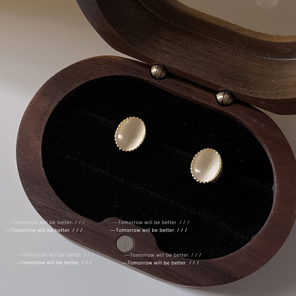 Wholesale  plated 14K glass Opal stud earrings