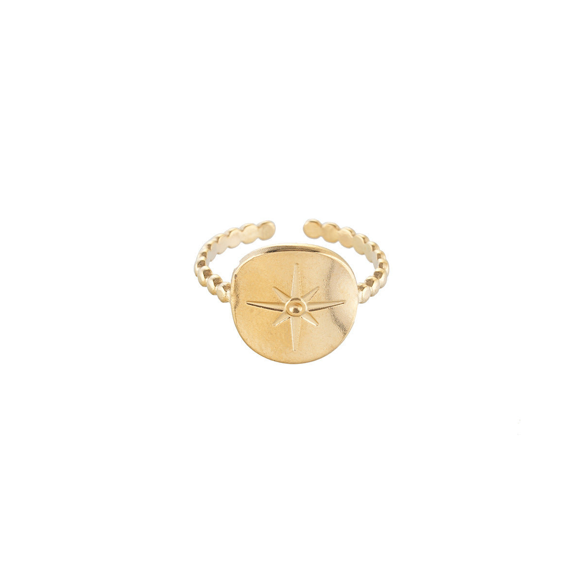 Wholesale Eight-Pointed Star Adjustable Ring,  Stainless Steel with Gold Plating,  Women' s Jewelry Accessory for Resale