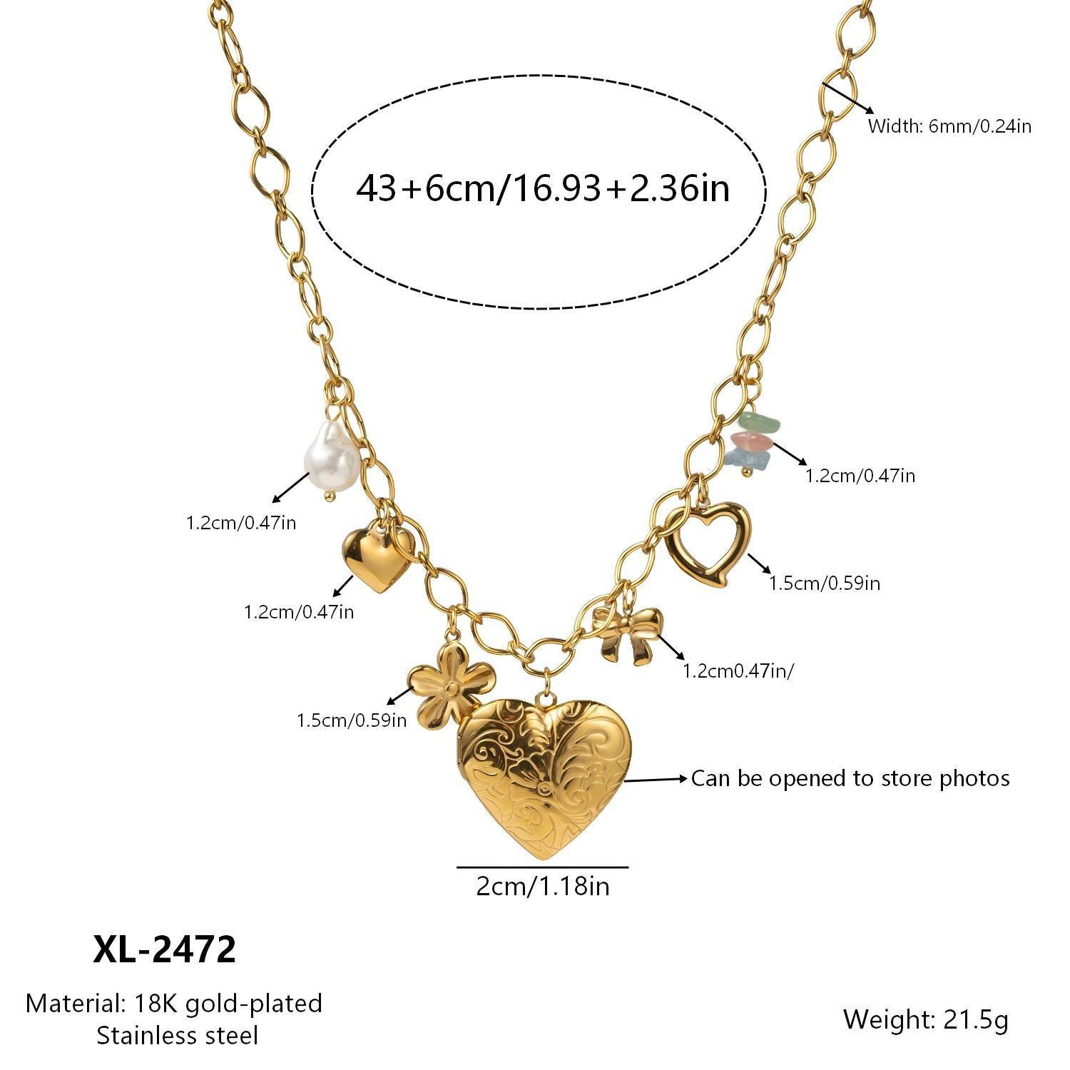 Wholesale Titanium Steel 18K Gold-Plated Heart Chain Necklaces