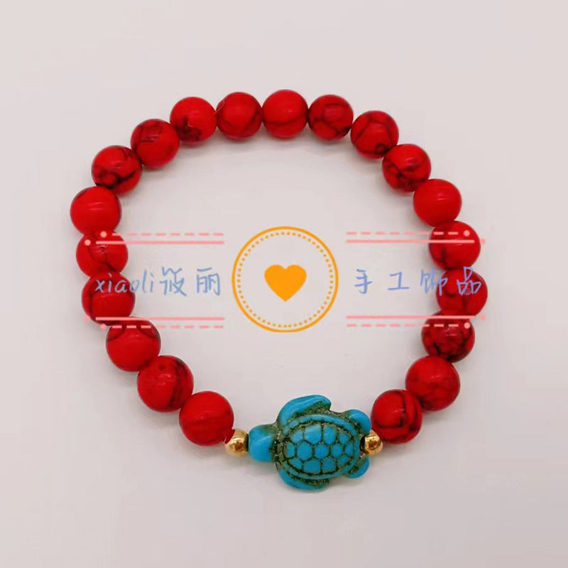 Wholesale Turtle Starfish Stretch Beaded White Turquoise Bracelet ACC-BT-Youl009