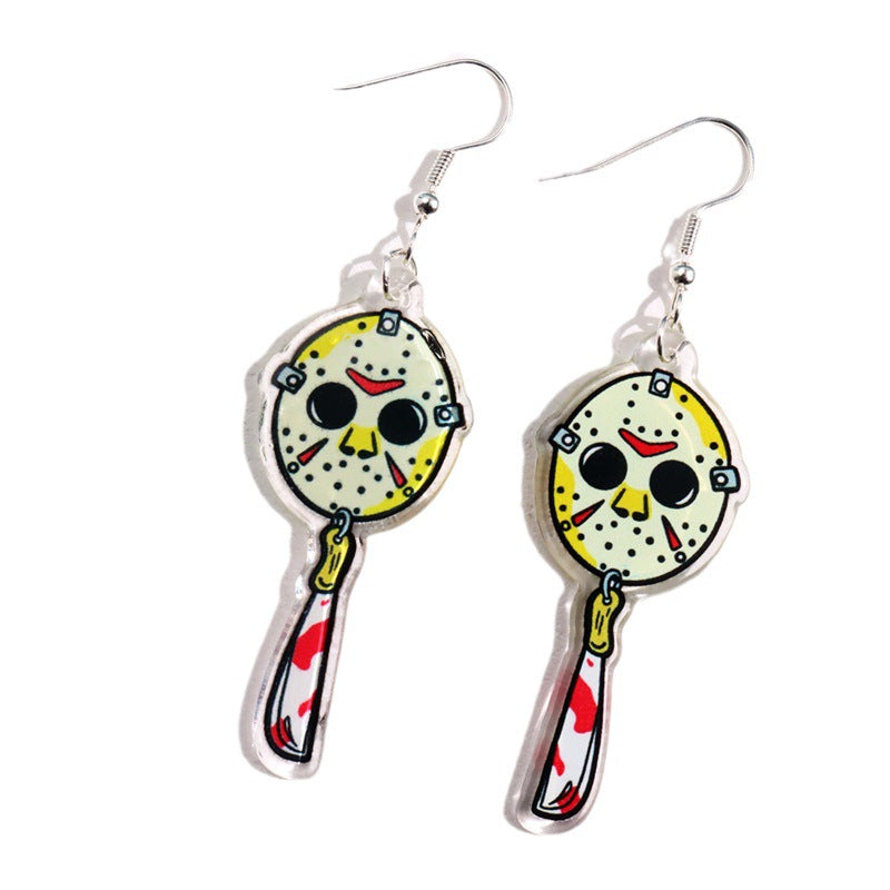 Wholesale  Twins Horror  Face Acrylic Earrings
