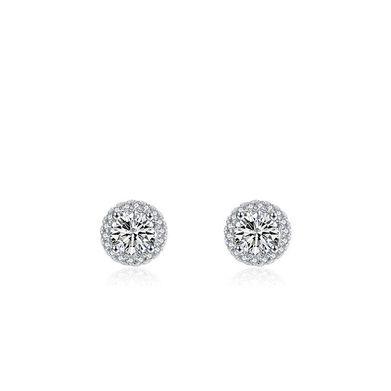 Wholesale s925 classic star Round micro inlaid zircon earrings