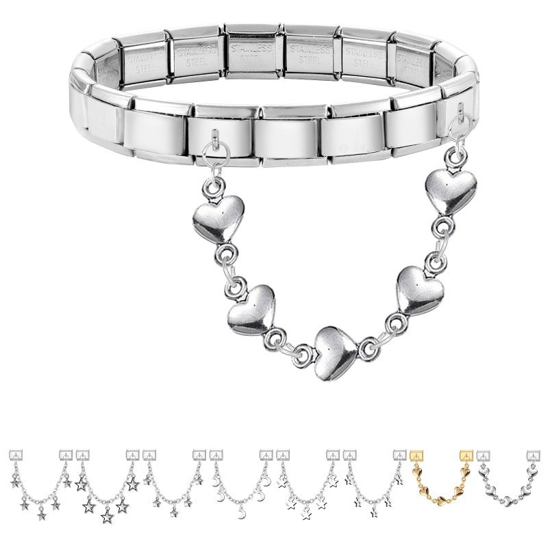 Wholesale 9mm Italian Charm Starter Bracelets DIY Double Hanger Stainless Steel Composable Bracelet