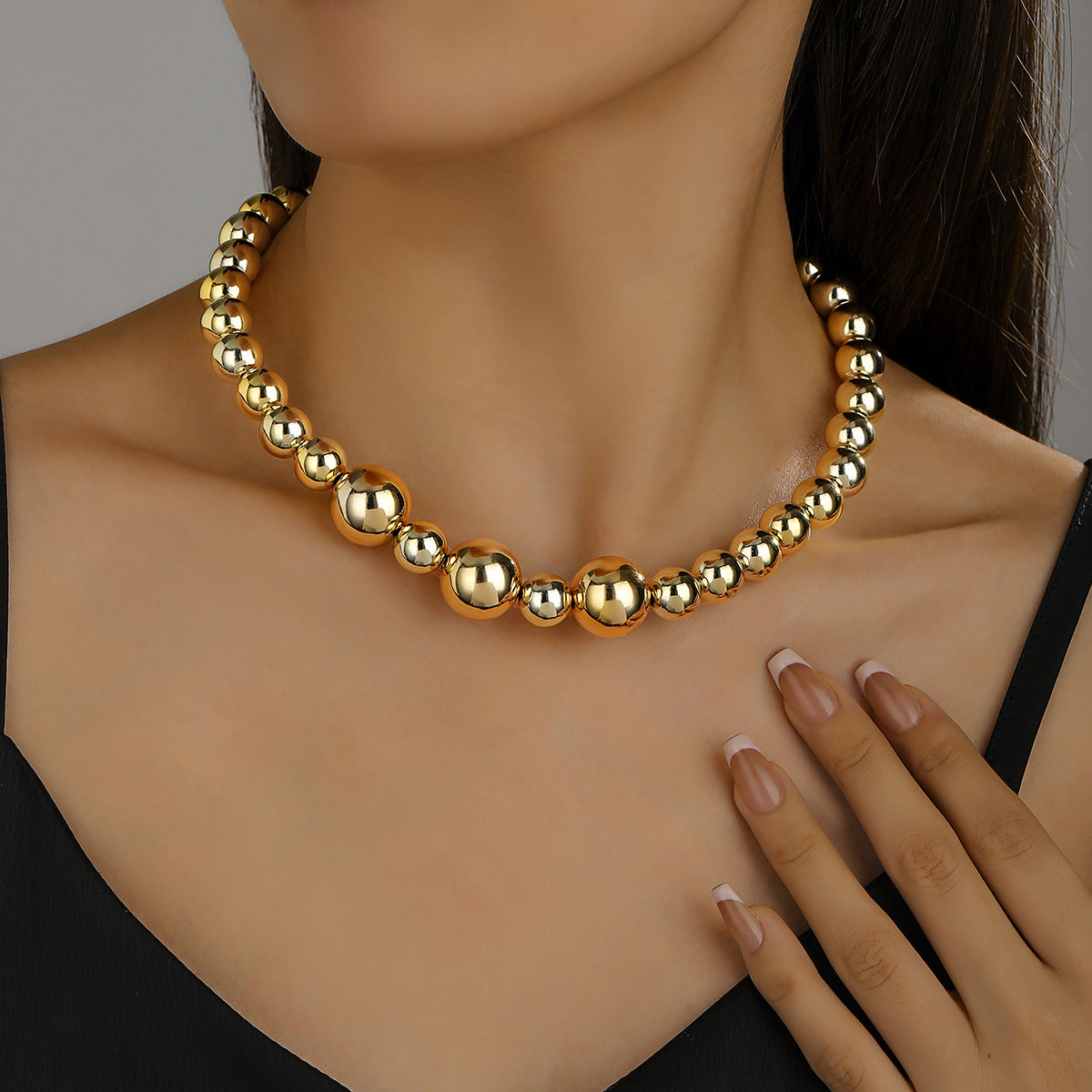 Wholesale Acrylic Geometric Bead Necklace Punk Contrasting Color Women S Collarbone Chain Fashion Jewelry Accessory