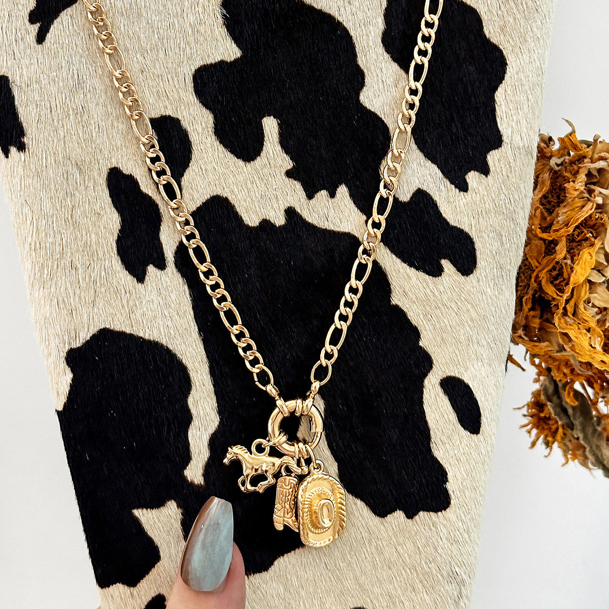 Wholesale  Boots Cowboy Hat Necklace