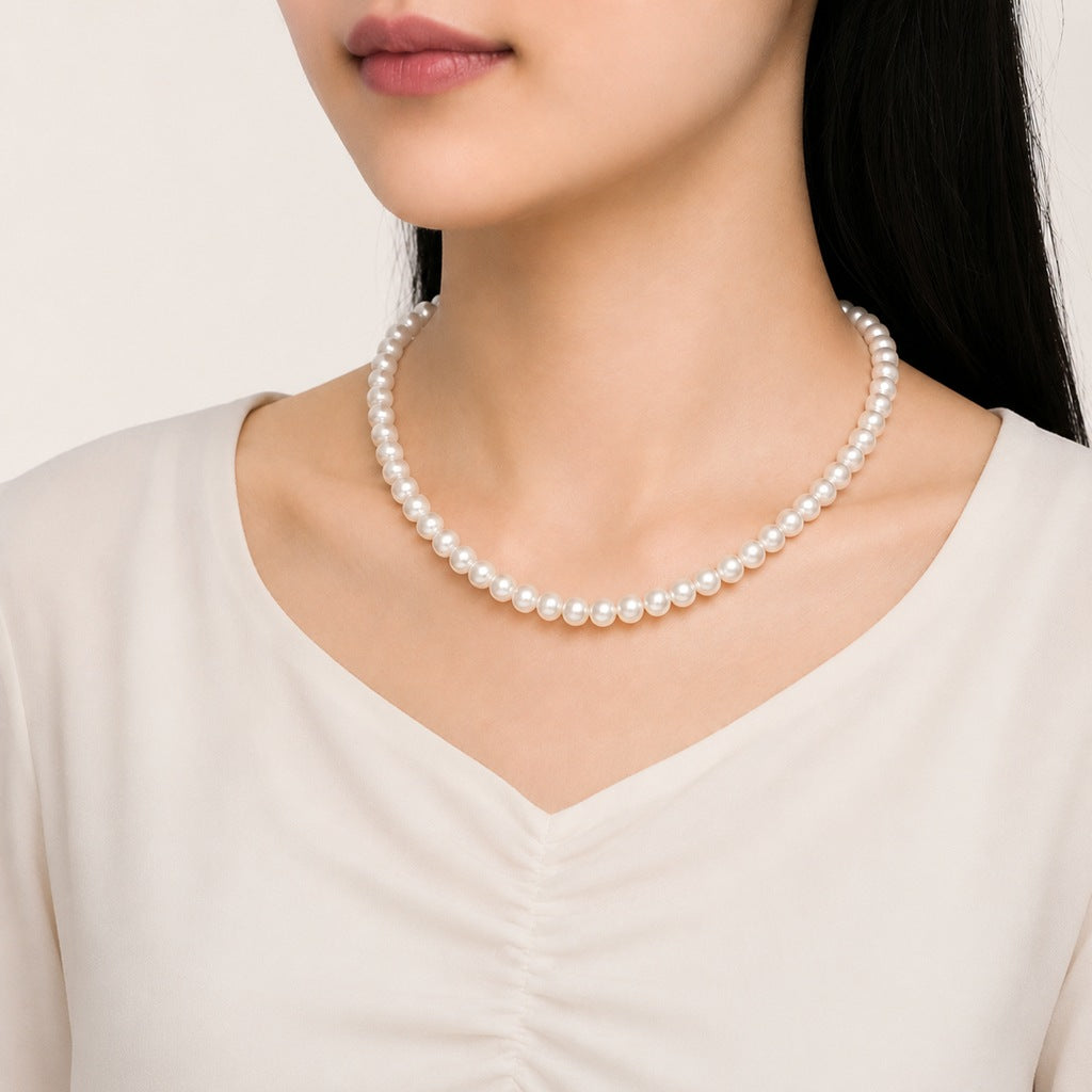 Wholesale Stylish White Faux Pearl Necklace For Women Elegant Cheongsam Collarbone Chain Gift Jewelry Accessory