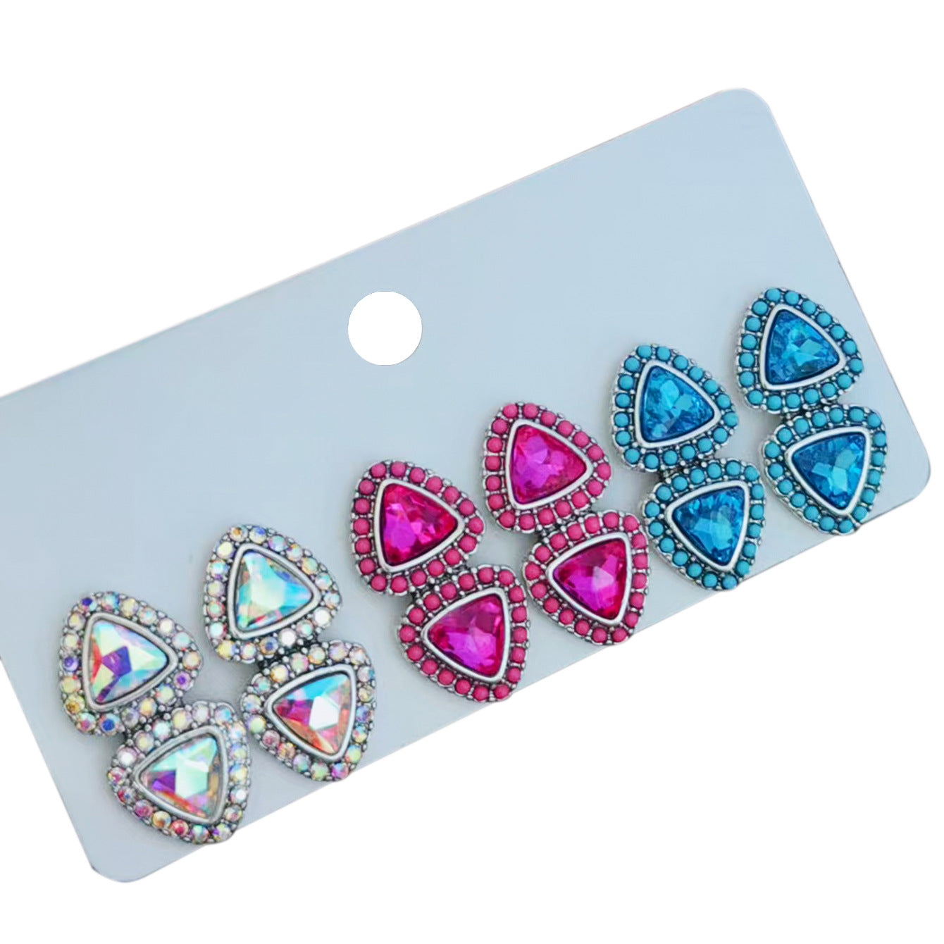 Wholesale Retro Ethnic Turquoise Geometric Earrings Set For Women Stylish Everyday Jewelry Accessory