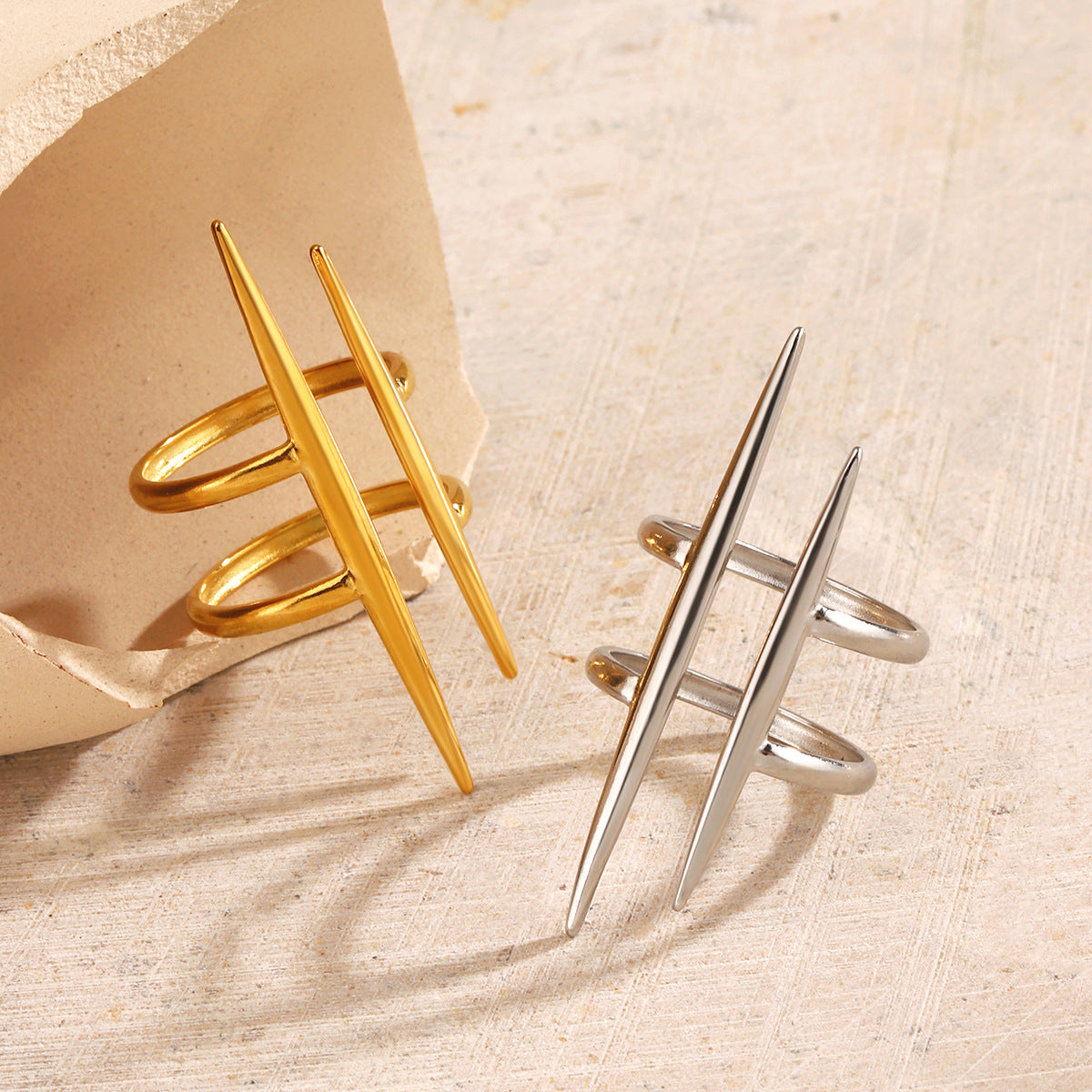 Wholesale European and American Hip Hop Style Stainless Steel Gold Plated Ring Fashion Accessory for Boutique Resale