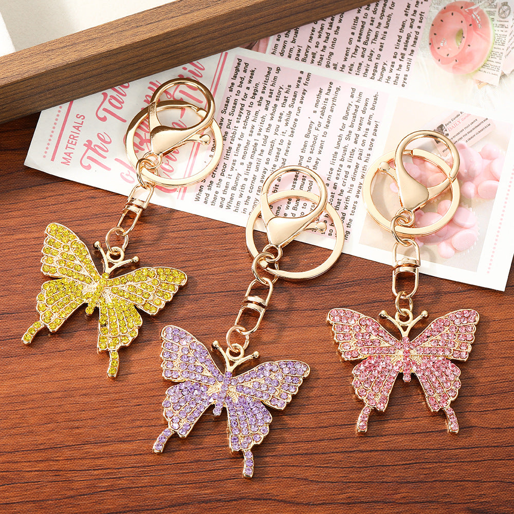 Wholesale Zinc Alloy Butterfly Rhinestone Keychain,  Stylish Bag Charm for Women,  Everyday Use Accessory