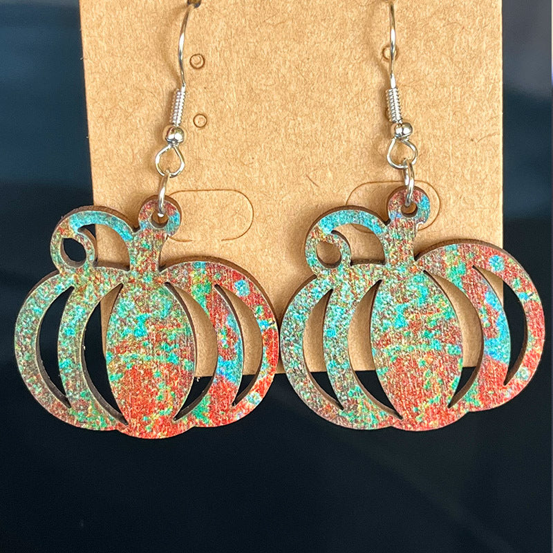 Wholesale Vintage Distressed Hollow Leaf Wooden Earrings Fashion Jewelry Accessory