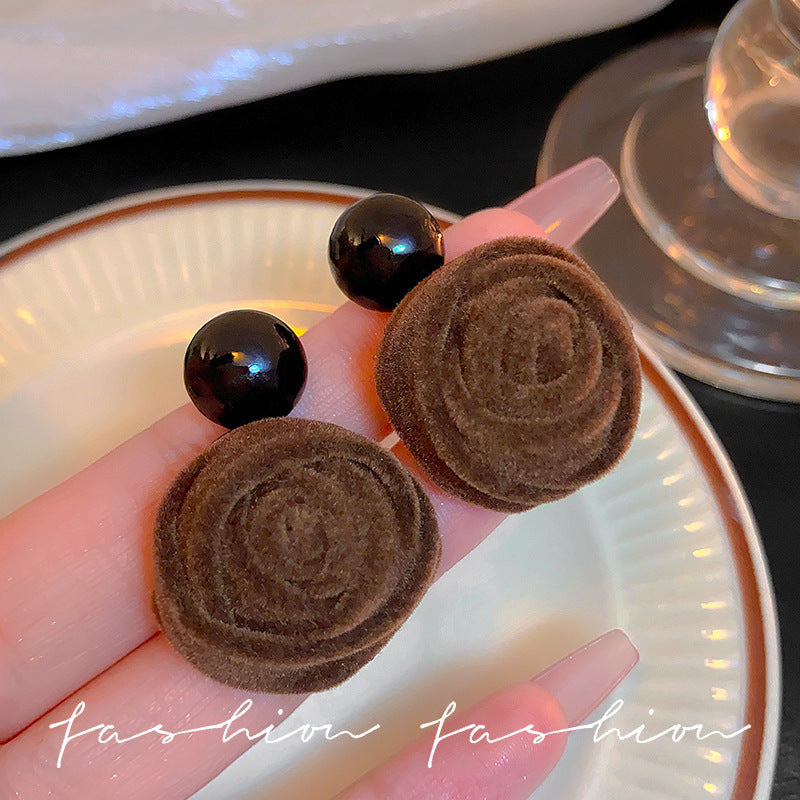 Wholesale 925 silver needle flocking plush earrings literary exaggerated earrings