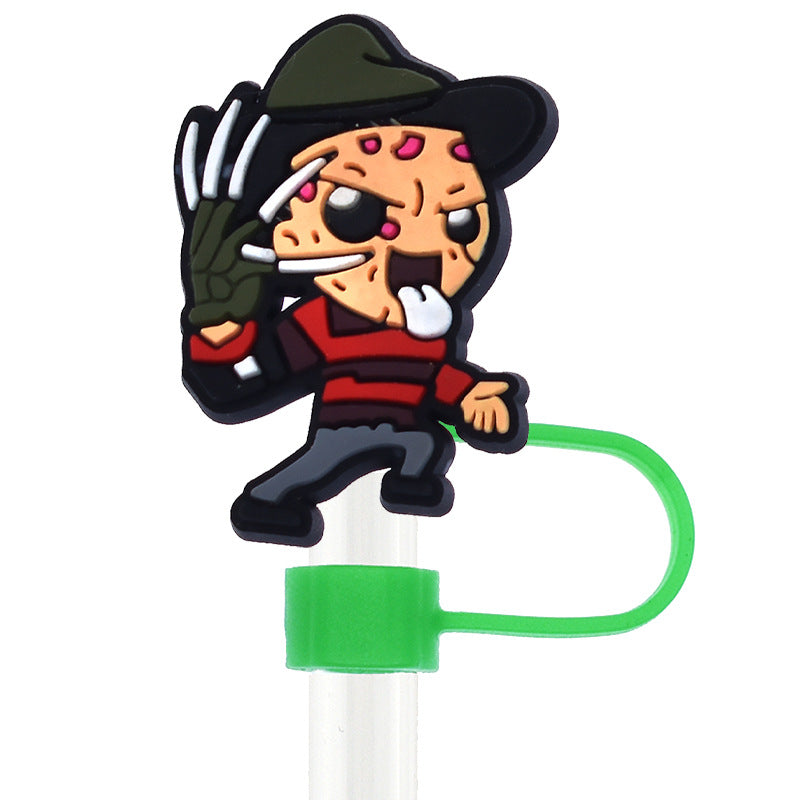 Wholesale Random 100pcs Halloween 10mm PVC Soft Straw Tube Cap ACC-SCR-RYY080