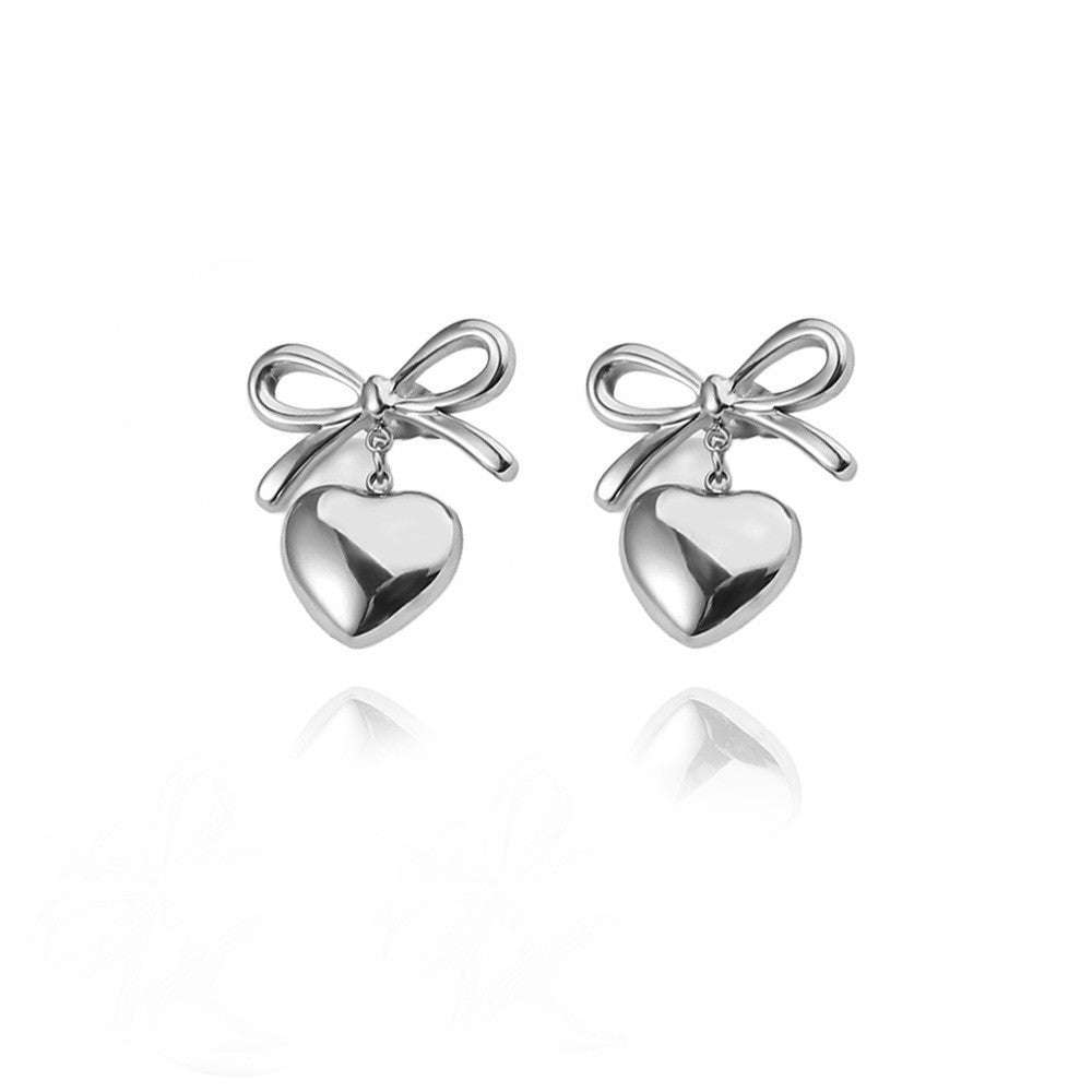 Wholesale Love Mirror Tassel Stainless Steel Earrings