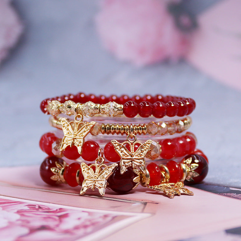 Wholesale Bohemian Multi-layered Butterfly Crystal Bracelet ACC-BT-NaiHong011