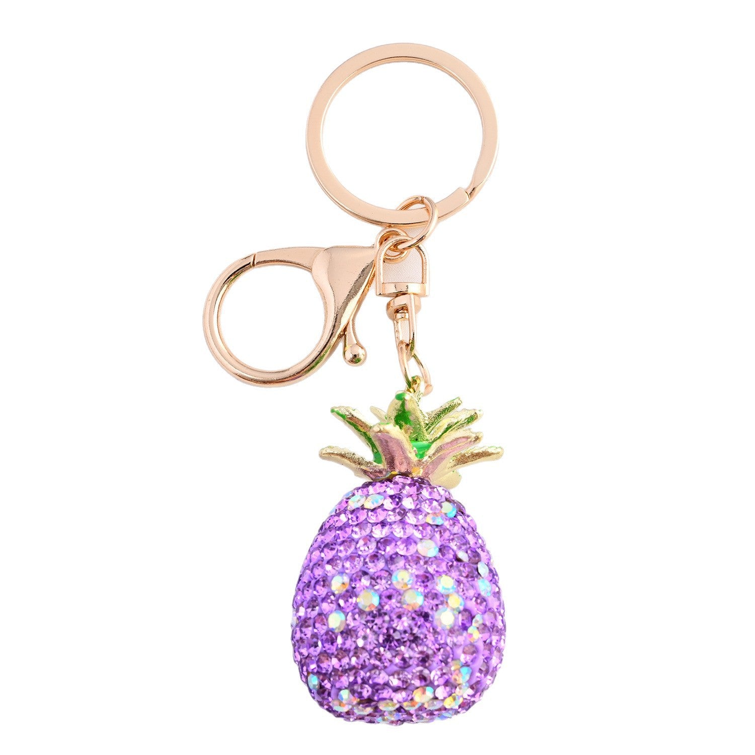 Wholesale Diamond-Encrusted Simulated Pineapple Car Keychain  Bag Pendant Metal Keychain