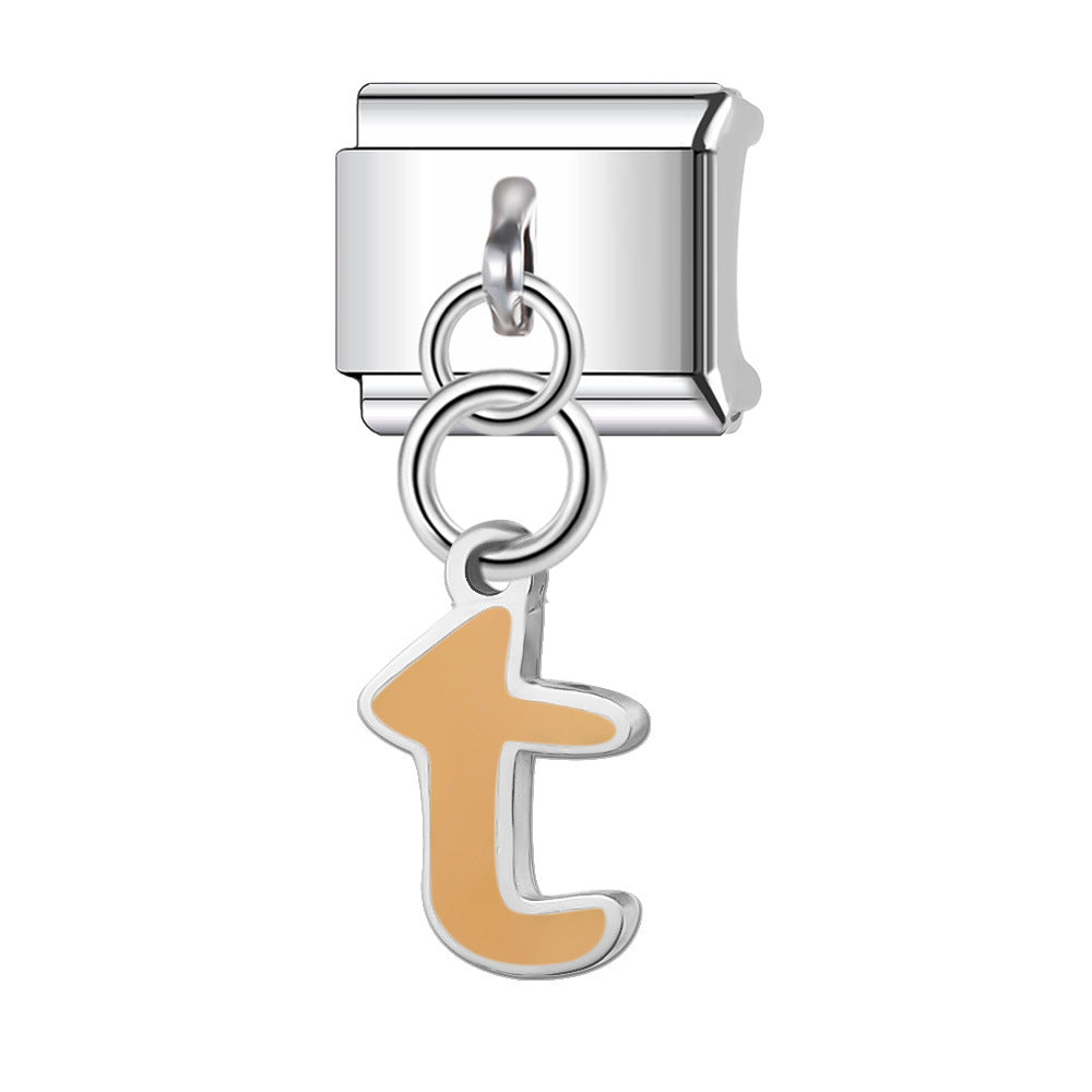 Wholesale Italian Charm Bracelet 9mm DIY Splicing English Letter Name Pendant Stainless Steel Composable Bracelet