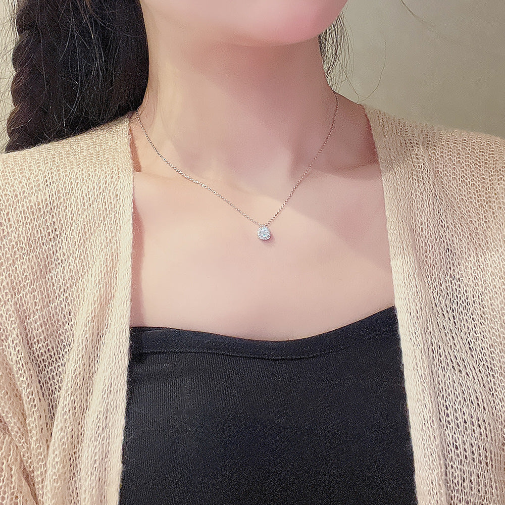 Wholesale Micro-Inlaid Zirconia Square Titanium Steel Necklace