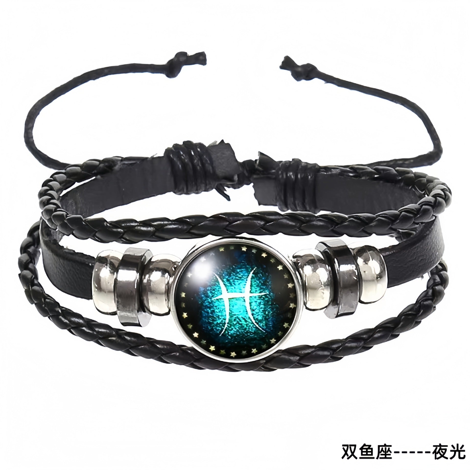 Wholesale Artificial Leather Contion Bracelet,  Unisex Glow in Dark Zodiac Jewelry,  Travel Souvenir Gift for Resale