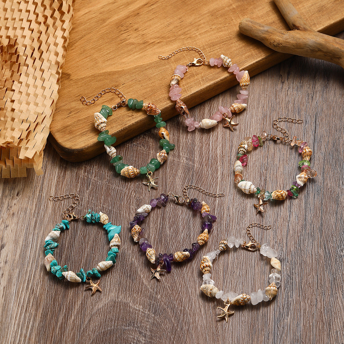 Wholesale Beach Theme Crystal Bracelet with Starfish Pendant Fashion Accessory Gift