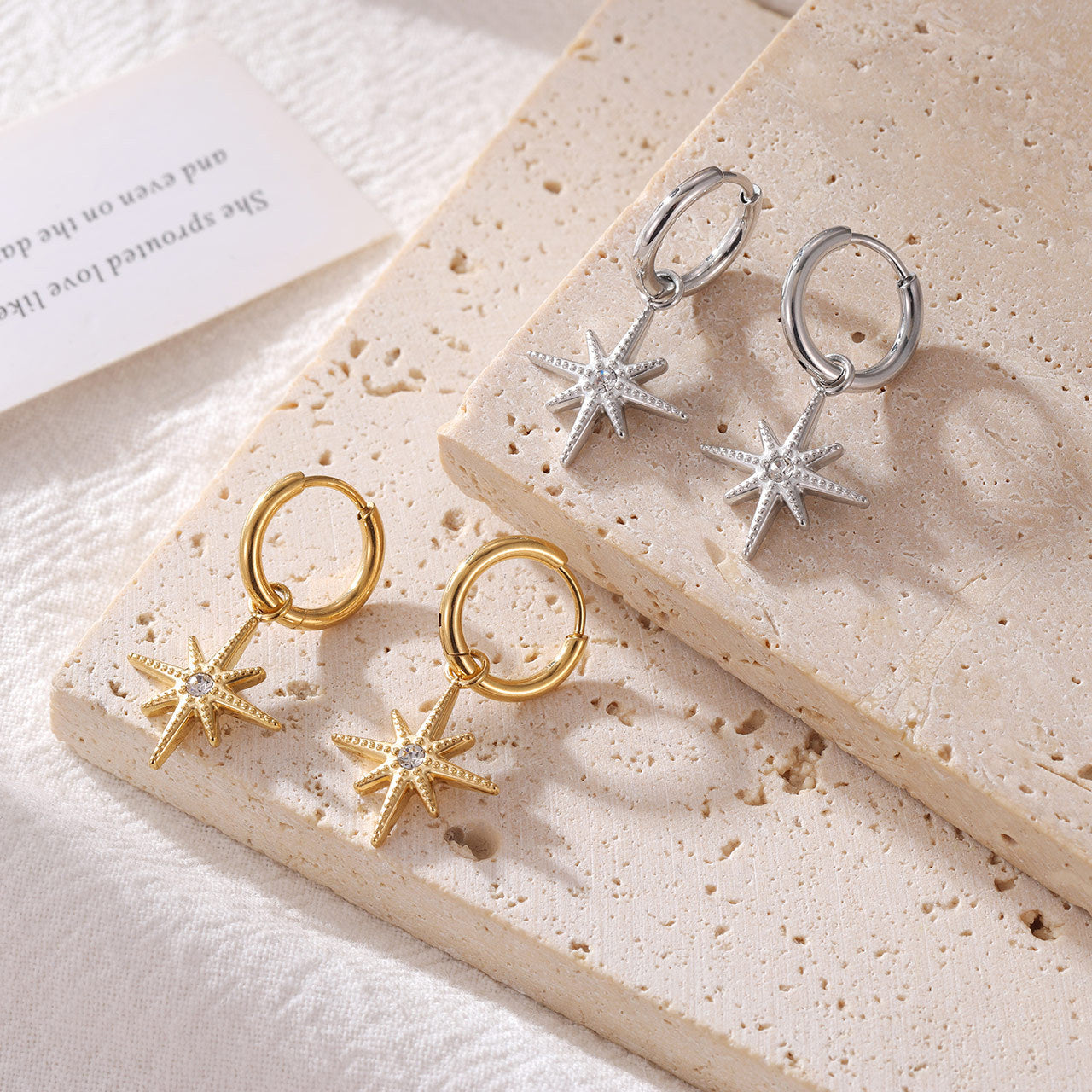 Wholesale Eight-Pointed Star Geometric Titanium Steel Earrings