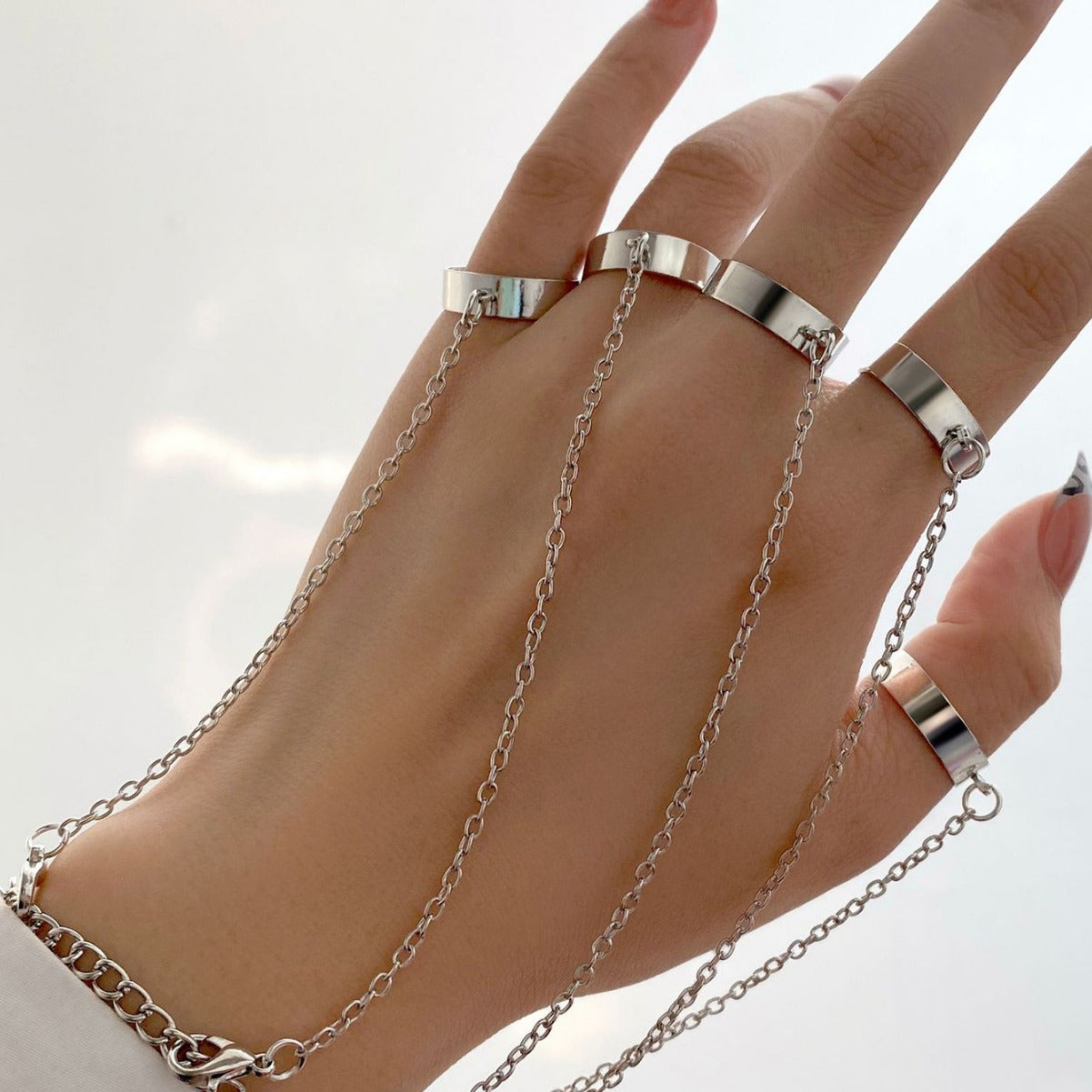 Wholesale  personalized chain ring punk style finger bracelet