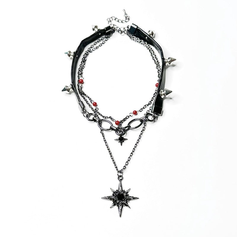 Wholesale  Cross Rivet Leather Necklace