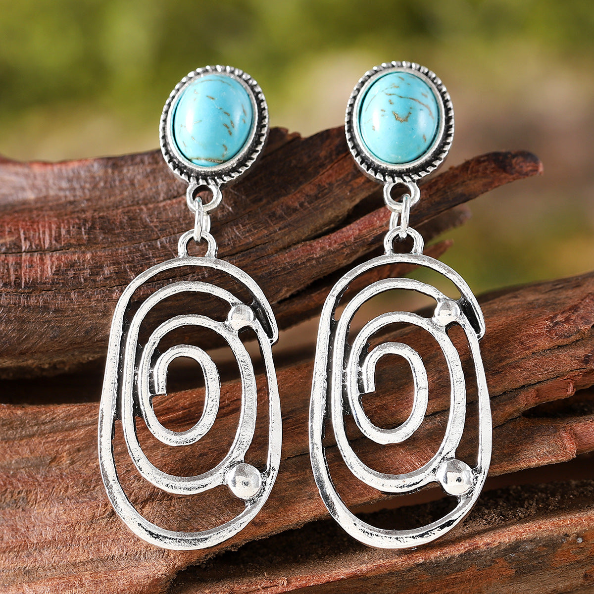 Wholesale  irregular lines turquoise pendant earrings