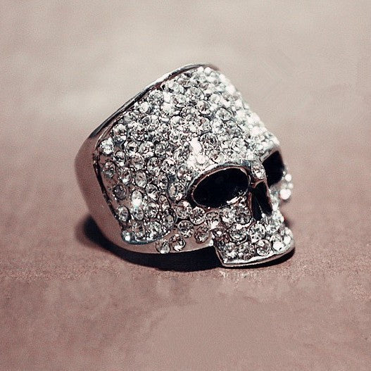Wholesale Metal Champagne Gold Skull Ring Punk Rock Unisex Fashion Accessory