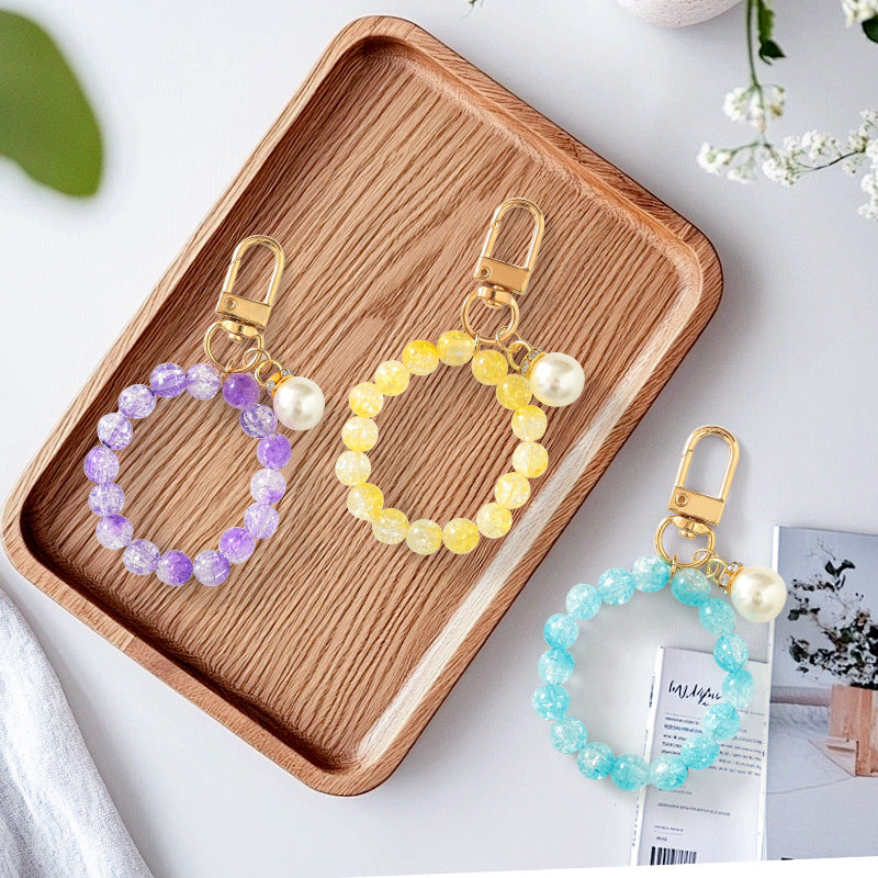 Portachiavi colorato con perline di cristallo acrilico all'ingrosso